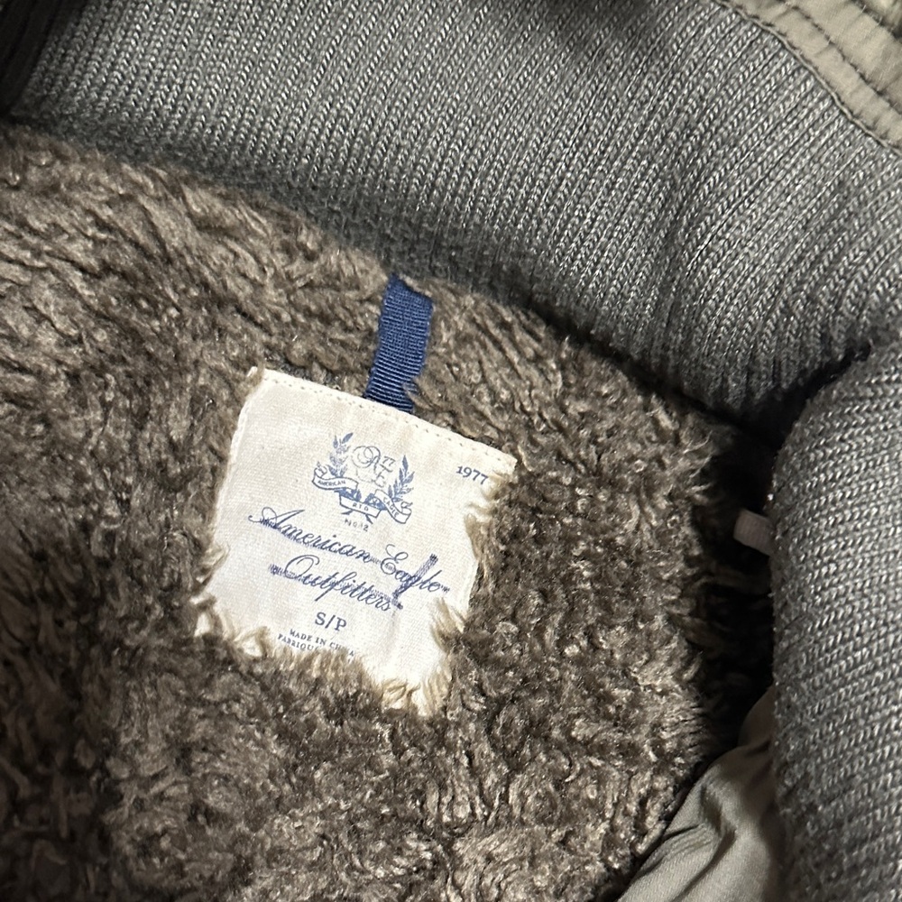 American Eagle Olive Green Fur-Lined Parka Jacket - Picture 3 of 8